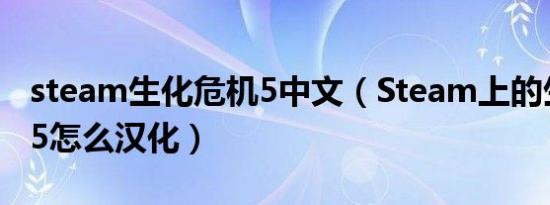 steam生化危机5中文（Steam上的生化危机5怎么汉化）