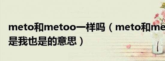 meto和metoo一样吗（meto和metoo哪个是我也是的意思）