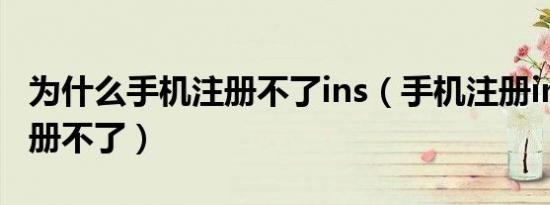 为什么手机注册不了ins（手机注册ins怎么注册不了）