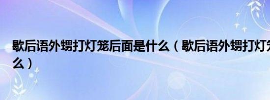 歇后语外甥打灯笼后面是什么（歇后语外甥打灯笼后面是什么）