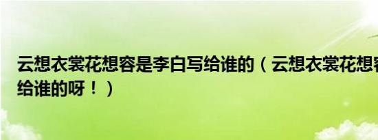 云想衣裳花想容是李白写给谁的（云想衣裳花想容是李白写给谁的呀！）