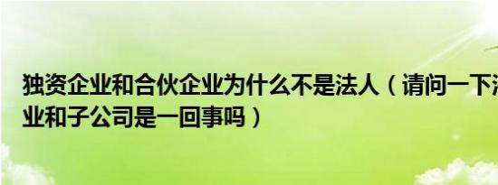 独资企业和合伙企业为什么不是法人（请问一下法人独资企业和子公司是一回事吗）