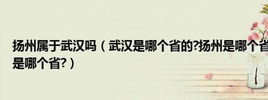 扬州属于武汉吗（武汉是哪个省的?扬州是哪个省的?南京市是哪个省?）