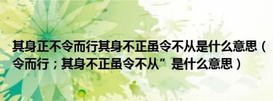 其身正不令而行其身不正虽令不从是什么意思（“其身正不令而行；其身不正虽令不从”是什么意思）