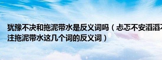 犹豫不决和拖泥带水是反义词吗（忐忑不安滔滔不绝全神贯注拖泥带水这几个词的反义词）