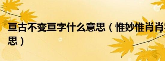 亘古不变亘字什么意思（惟妙惟肖肖字什么意思）