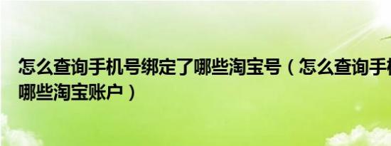 怎么查询手机号绑定了哪些淘宝号（怎么查询手机号绑定了哪些淘宝账户）