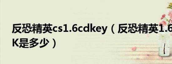 反恐精英cs1.6cdkey（反恐精英1.6版的CDK是多少）