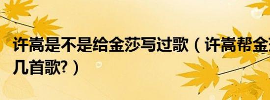 许嵩是不是给金莎写过歌（许嵩帮金莎写了哪几首歌?）