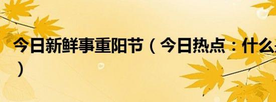 今日新鲜事重阳节（今日热点：什么是重阳节）