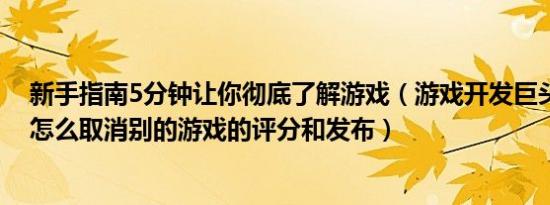 新手指南5分钟让你彻底了解游戏（游戏开发巨头森罗万象怎么取消别的游戏的评分和发布）