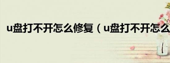 u盘打不开怎么修复（u盘打不开怎么修复）