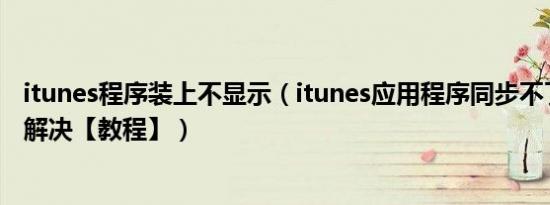 itunes程序装上不显示（itunes应用程序同步不了问题如何解决【教程】）