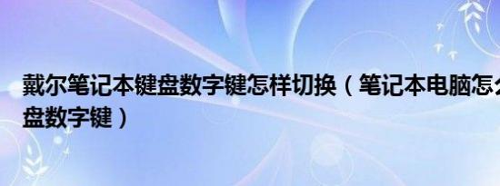 戴尔笔记本键盘数字键怎样切换（笔记本电脑怎么切换小键盘数字键）