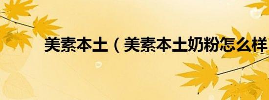 美素本土（美素本土奶粉怎么样）