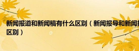 新闻报道和新闻稿有什么区别（新闻报导和新闻报道有什么区别）