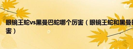 眼镜王蛇vs黑曼巴蛇哪个厉害（眼镜王蛇和黑曼巴蛇谁更厉害）