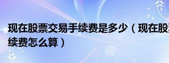 现在股票交易手续费是多少（现在股票交易手续费怎么算）