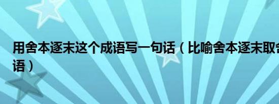 用舍本逐末这个成语写一句话（比喻舍本逐末取舍不当的成语）