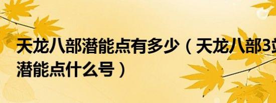 天龙八部潜能点有多少（天龙八部3站在逍遥潜能点什么号）