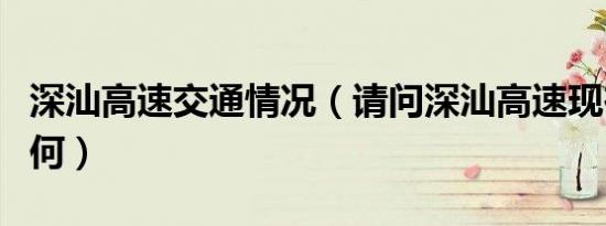 深汕高速交通情况（请问深汕高速现在路况如何）