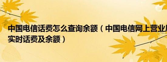 中国电信话费怎么查询余额（中国电信网上营业厅如何查询实时话费及余额）