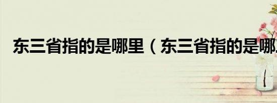 东三省指的是哪里（东三省指的是哪三省）