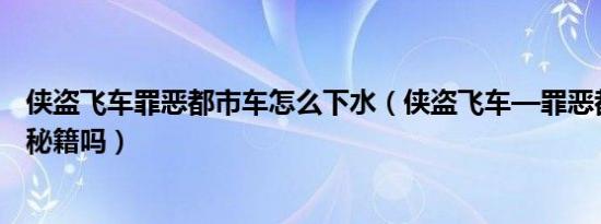 侠盗飞车罪恶都市车怎么下水（侠盗飞车—罪恶都市有下水秘籍吗）