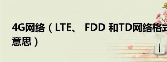 4G网络（LTE、 FDD 和TD网络格式是什么意思）