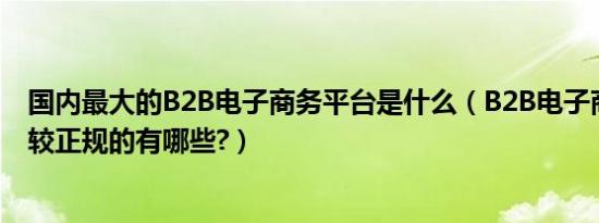 国内最大的B2B电子商务平台是什么（B2B电子商务社区比较正规的有哪些?）