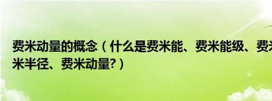 费米动量的概念（什么是费米能、费米能级、费米速度、费米半径、费米动量?）