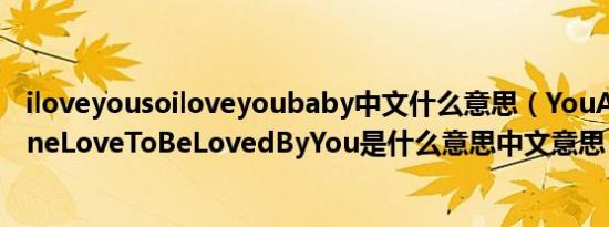 iloveyousoiloveyoubaby中文什么意思（YouAreNotAloneLoveToBeLovedByYou是什么意思中文意思）