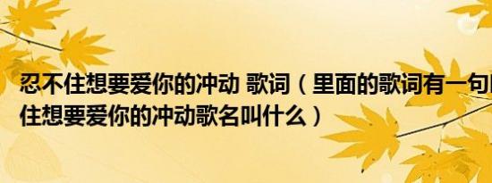 忍不住想要爱你的冲动 歌词（里面的歌词有一句叫想要忍不住想要爱你的冲动歌名叫什么）