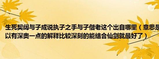 生死契阔与子成说执子之手与子偕老这个出自哪里（意思是什么 希望可以有深奥一点的解释比较深刻的能结合仙剑就最好了）