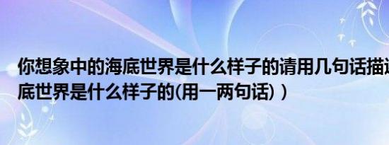 你想象中的海底世界是什么样子的请用几句话描述一下（海底世界是什么样子的(用一两句话)）