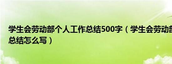 学生会劳动部个人工作总结500字（学生会劳动部个人工作总结怎么写）