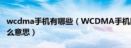 wcdma手机有哪些（WCDMA手机网络是什么意思）