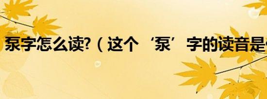 泵字怎么读?（这个‘泵’字的读音是什么?）