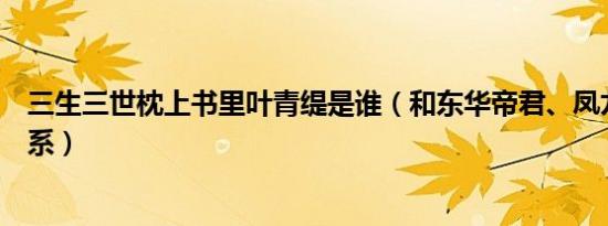 三生三世枕上书里叶青缇是谁（和东华帝君、凤九是什么关系）