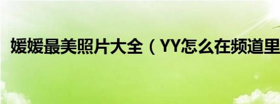 媛媛最美照片大全（YY怎么在频道里隐身）