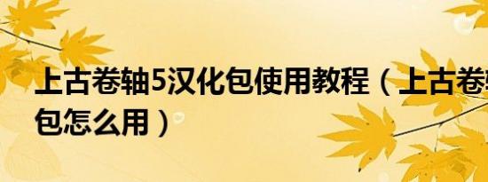 上古卷轴5汉化包使用教程（上古卷轴5汉化包怎么用）