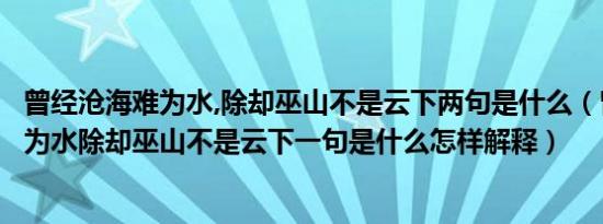 曾经沧海难为水,除却巫山不是云下两句是什么（曾经沧海难为水除却巫山不是云下一句是什么怎样解释）