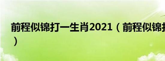 前程似锦打一生肖2021（前程似锦打一生肖）