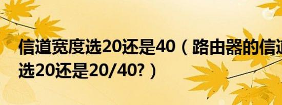 信道宽度选20还是40（路由器的信道带宽该选20还是20/40?）