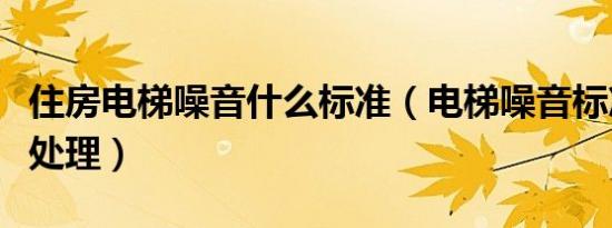 住房电梯噪音什么标准（电梯噪音标准及如何处理）