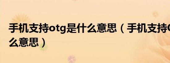 手机支持otg是什么意思（手机支持OTG是什么意思）