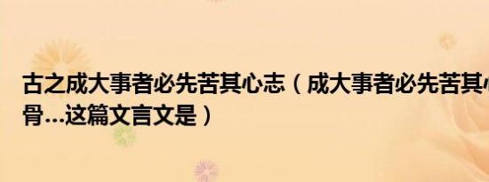 古之成大事者必先苦其心志（成大事者必先苦其心志劳其筋骨…这篇文言文是）