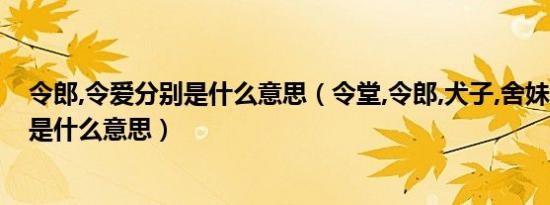 令郎,令爱分别是什么意思（令堂,令郎,犬子,舍妹,令尊,令爱是什么意思）