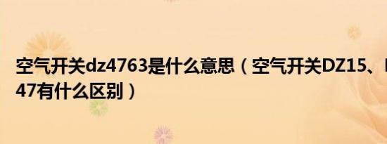 空气开关dz4763是什么意思（空气开关DZ15、DZ20、DZ47有什么区别）