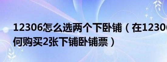 12306怎么选两个下卧铺（在12306网上如何购买2张下铺卧铺票）